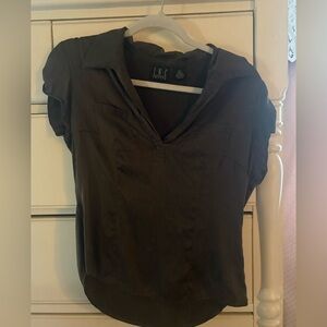 INC International Concepts Olive Brown Short-Sleeve V-Neck Blouse